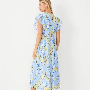 Ann Taylor Lemon Ruffle Sleeve Maxi Dress